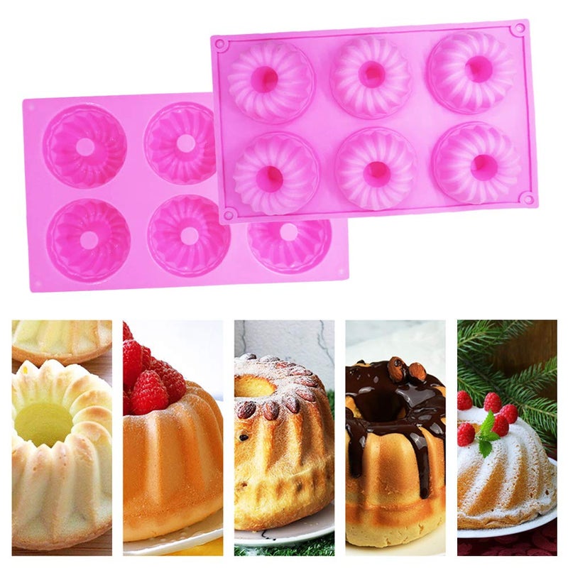 findTop 3 Packs Silicone Mini Fluted Cake Pans, findTop Mini Tube Cake Baking Pan for Muffin Cups, Coffee Cake, Cupcake, Brownie- Pink, Purple, Red - Image 4